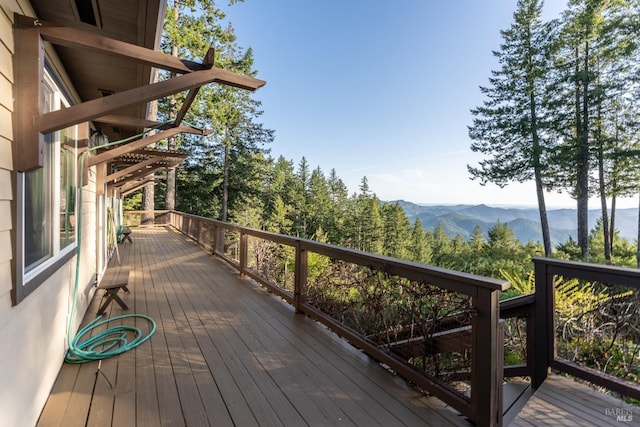 deck featuring a mountain view