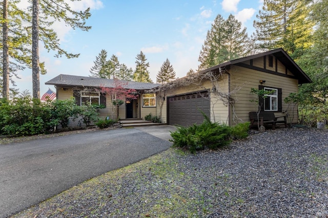 single story home featuring driveway and a garage