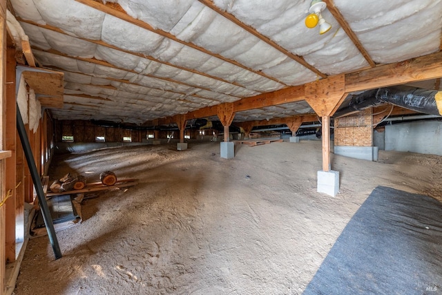view of unfinished attic
