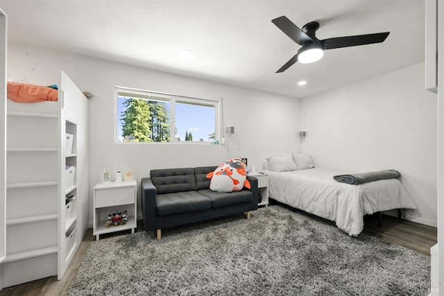 1119 Clelia Ct, Petaluma, CA 94954 - bedroom featuring a ceiling fan, recessed lighting, and wood finished floors