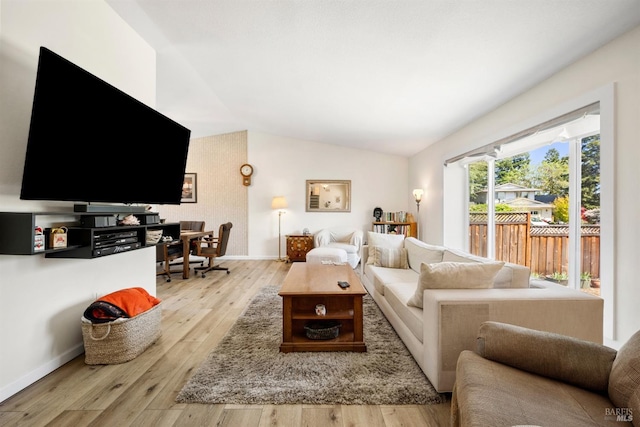 1119 Clelia Ct, Petaluma, CA 94954 - living room with baseboards, wood finished floors, and vaulted ceiling