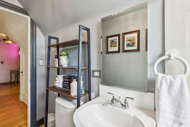 17 Hanns Ave, Vallejo, CA 94590 - bathroom with wood finished floors, a sink, and toilet