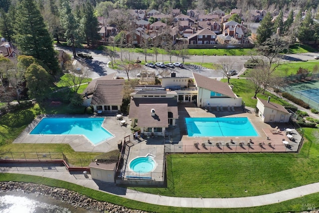 aerial view featuring a residential view