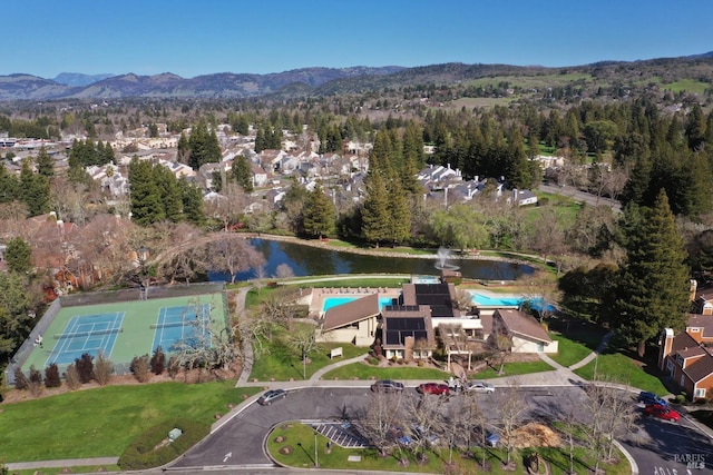 bird's eye view featuring a mountain view
