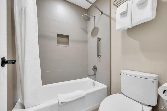 full bath featuring shower / tub combo and toilet