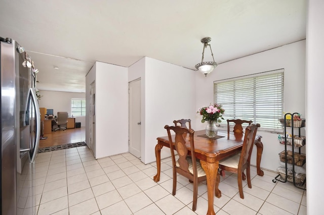 dining room with light tile patterned floors