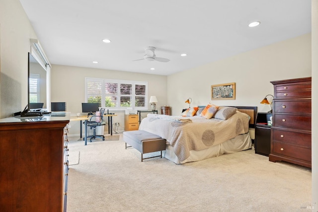 195 Mountain Vista Pl, Santa Rosa, CA 95409 - carpeted bedroom with an office area, recessed lighting, and ceiling fan