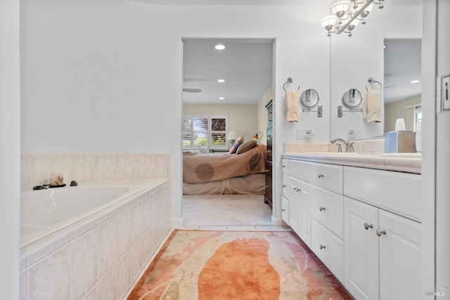 195 Mountain Vista Pl, Santa Rosa, CA 95409 - full bath featuring ensuite bath, vanity, a garden tub, and recessed lighting