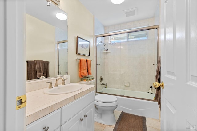 195 Mountain Vista Pl, Santa Rosa, CA 95409 - full bath featuring toilet, vanity, shower / bath combination with glass door, and tile patterned flooring