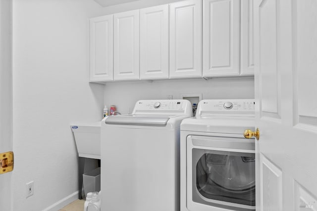 195 Mountain Vista Pl, Santa Rosa, CA 95409 - washroom featuring washing machine and dryer, cabinet space, and baseboards