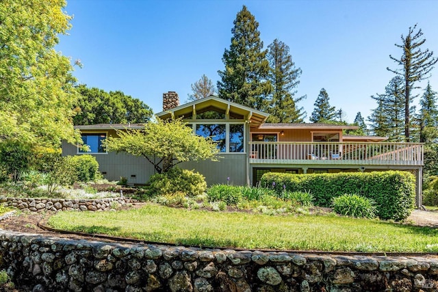 103 Camino Vis, Saint Helena, CA 94574 - back of property with a chimney, a yard, and a deck