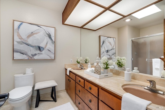 103 Camino Vis, Saint Helena, CA 94574 - full bath with toilet, a sink, double vanity, and a stall shower
