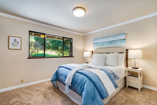 103 Camino Vis, Saint Helena, CA 94574 - bedroom featuring baseboards, crown molding, and light colored carpet