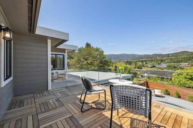 deck featuring a mountain view