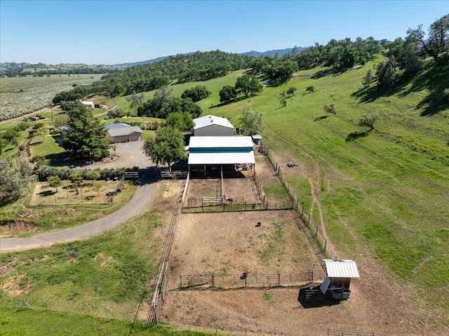 aerial view with a rural view