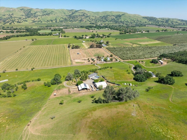 bird's eye view with a rural view and a mountain view
