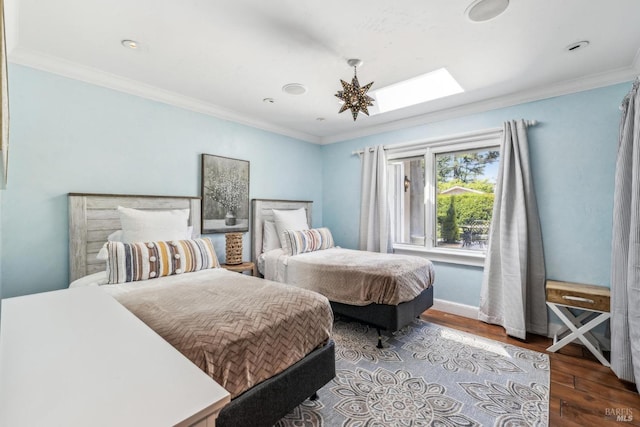 1571 Silver Trl, Napa, CA 94558 - bedroom with baseboards, wood finished floors, crown molding, and a skylight