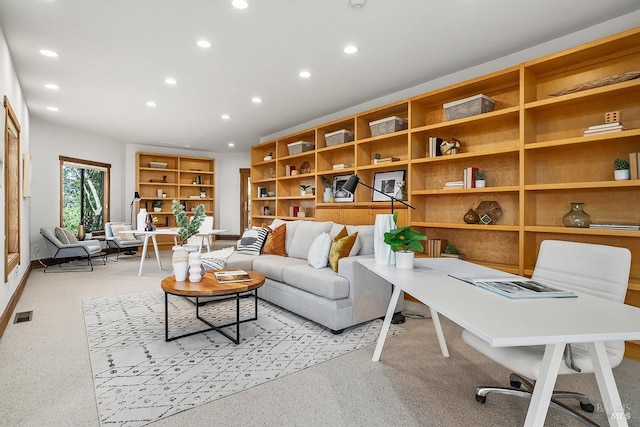 interior space with recessed lighting and visible vents