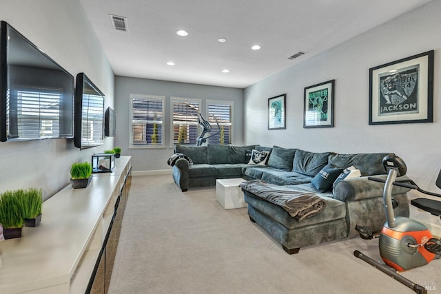 439 Mckenna Ct, Benicia, CA 94510 - living area with recessed lighting, carpet floors, visible vents, and baseboards