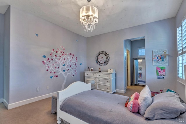 439 Mckenna Ct, Benicia, CA 94510 - bedroom featuring carpet floors, baseboards, and an inviting chandelier