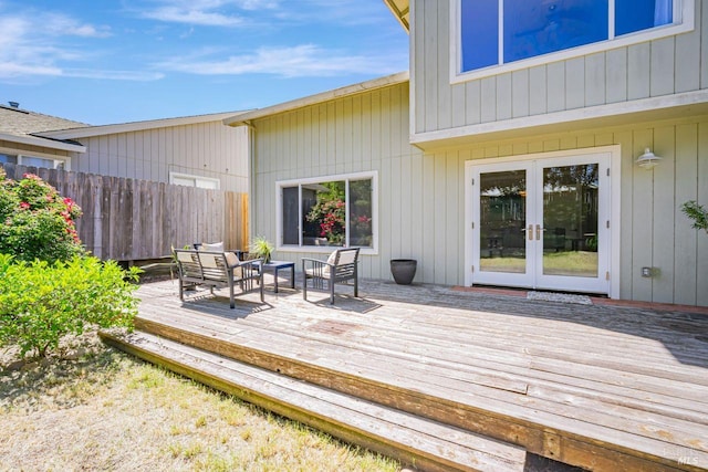 119 Philip Dr, Healdsburg, CA 95448 - wooden deck featuring french doors and outdoor lounge area
