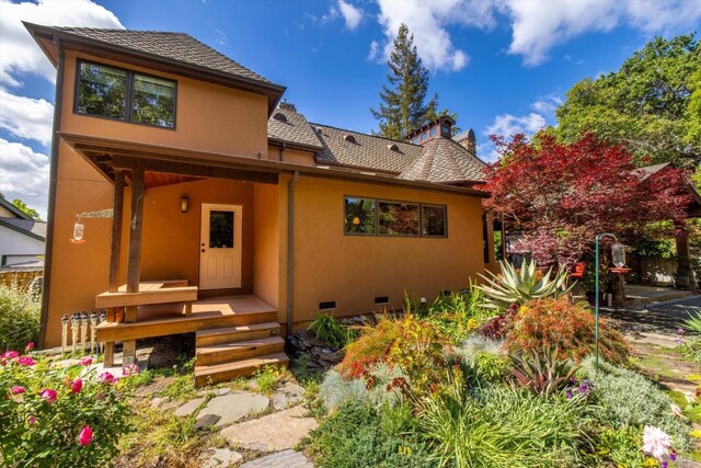 149 Auburn Way, Vacaville, CA 95688 - rear view of house with stucco siding and crawl space