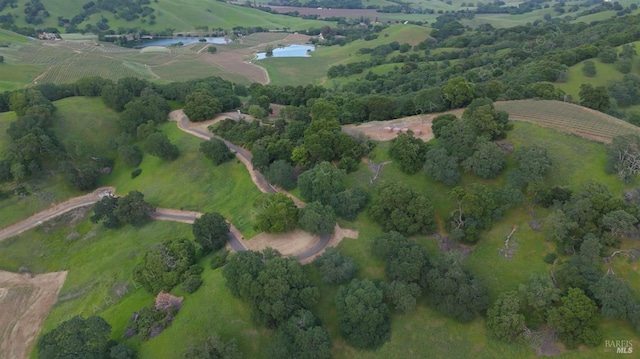 aerial view with a water view and a rural view