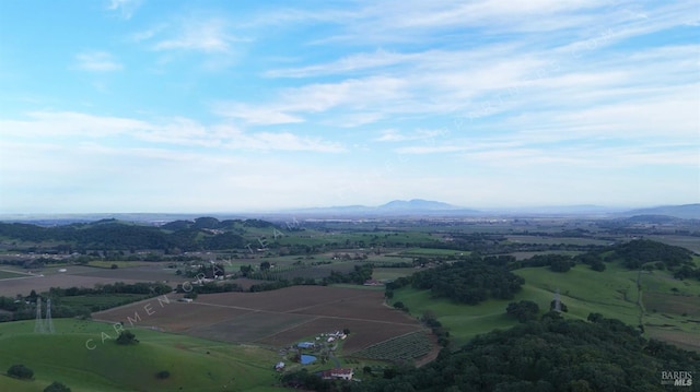 aerial view with a mountain view