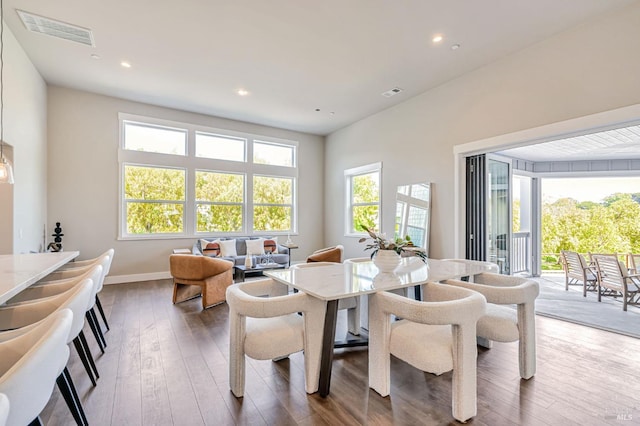 12 Rose Ct, Novato, CA 94945 - dining area featuring wood-type flooring, baseboards, and recessed lighting