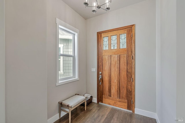 12 Rose Ct, Novato, CA 94945 - foyer featuring a chandelier, baseboards, and dark wood finished floors
