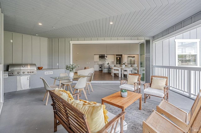 12 Rose Ct, Novato, CA 94945 - living area with finished concrete flooring and wooden ceiling