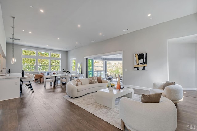 12 Rose Ct, Novato, CA 94945 - living area with dark wood-style floors, plenty of natural light, and recessed lighting