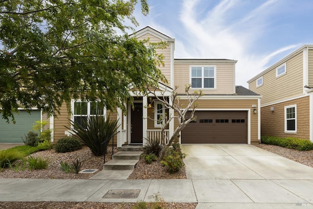 view of front of home with a garage and driveway