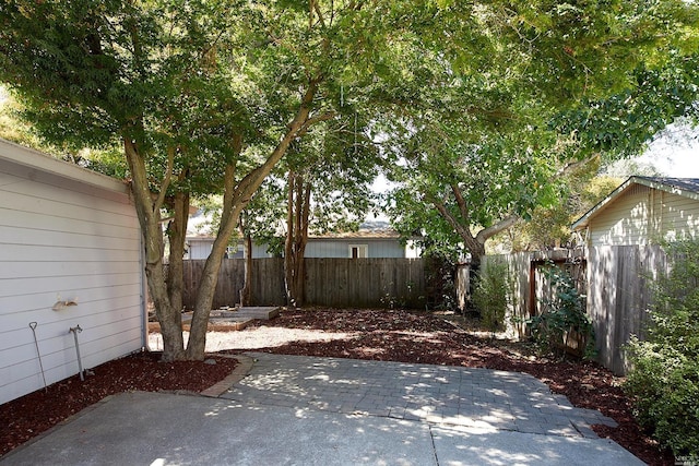 view of yard featuring a fenced backyard and a patio area