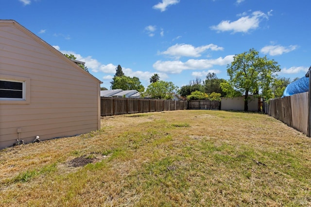 view of yard featuring a fenced backyard