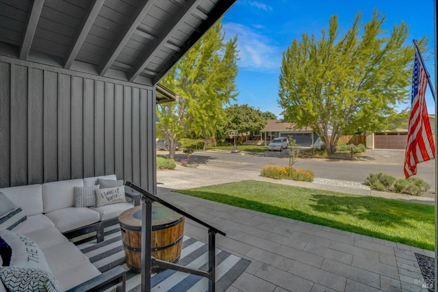 view of patio with an outdoor hangout area