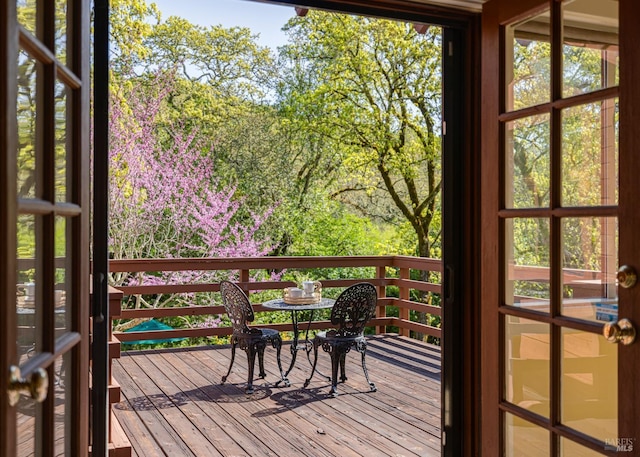 doorway featuring hardwood / wood-style floors