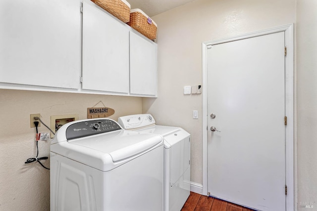 1006 Armsby Way, Suisun City, CA 94585 - washroom with washer and clothes dryer, cabinet space, dark wood-style floors, and baseboards