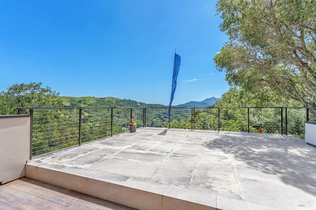 view of patio with a mountain view