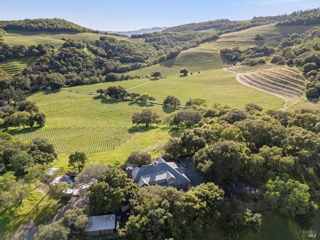 birds eye view of property with a rural view