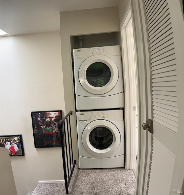105 Virginia Ave Unit 1, Sebastopol, CA 95472 - laundry area with stacked washer / dryer, laundry area, and carpet floors