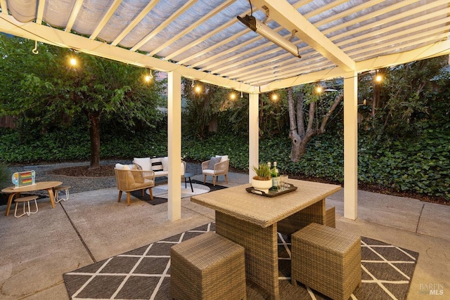 view of patio / terrace featuring a pergola and an outdoor hangout area