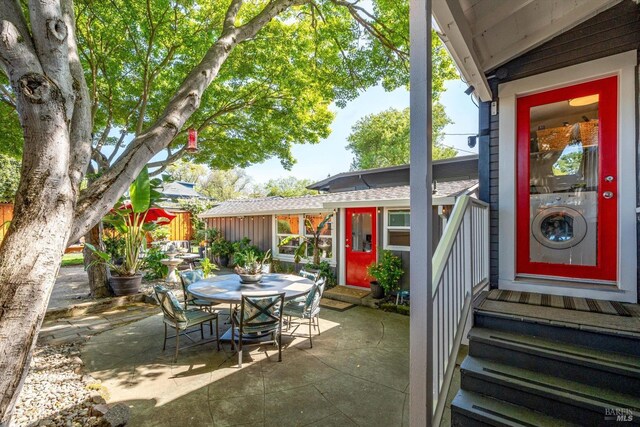 1416 F St, Napa, CA 94559 - view of patio / terrace with entry steps and outdoor dining area