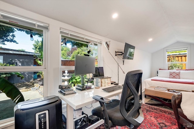 1416 F St, Napa, CA 94559 - office area featuring vaulted ceiling, healthy amount of natural light, and recessed lighting