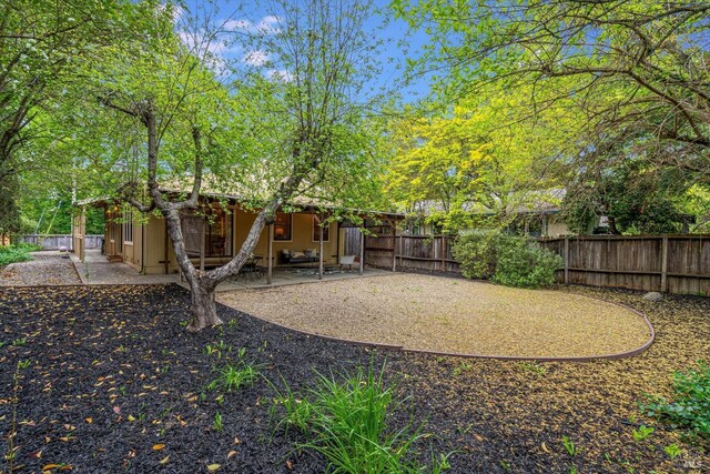 view of yard with a patio area and a fenced backyard