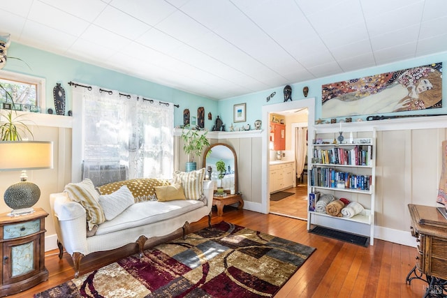 living room with hardwood / wood-style flooring