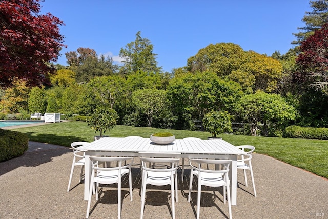 view of patio / terrace with outdoor dining space and an outdoor pool