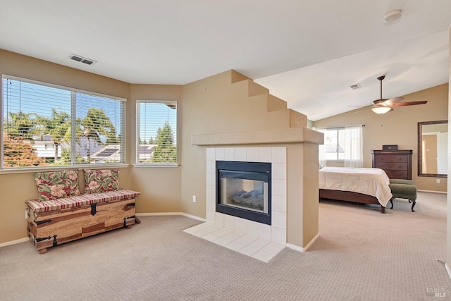 bedroom with visible vents, baseboards, and carpet floors