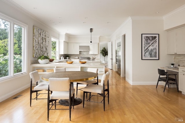 656 Goodhill Rd, Kentfield, CA 94904 - dining area with baseboards, visible vents, and light wood-style floors