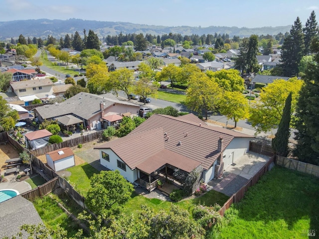 birds eye view of property with a residential view